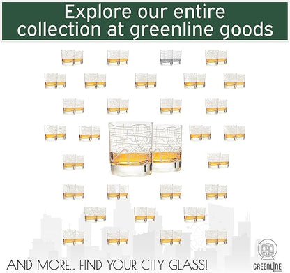Greenline Goods Whiskey Glasses - 10 Oz Tumbler Gift Set for New Orleans lovers, Etched with New Orleans Map Old Fashioned Rocks Glass - Set of 2
