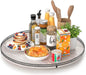 24" Lazy Susan Wood Turntable Organizer for Kitchen Decor, Farmhouse Round Wooden Larger Lazy Susan Organization and Storage for Cabinet, Dining Table, Bathroom, Countertop, Centerpiece,Whitewashed
