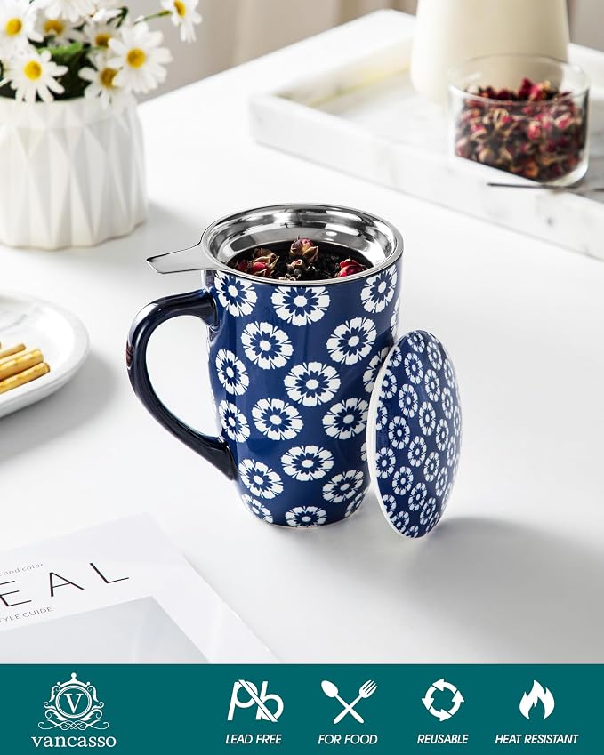 vancasso SELENE Porcelain Tea Mug, 18 oz Porcelain Tea Cup - Image 4