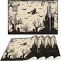 Halloween Witch Castle Placemats Set of 4 Washable Table Place Mats for Dining Kitchen Party Decor