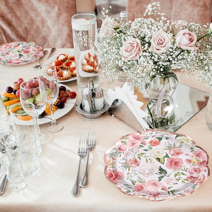 WRAPAHOLIC 25Pcs Floral Paper Plates - Image 5
