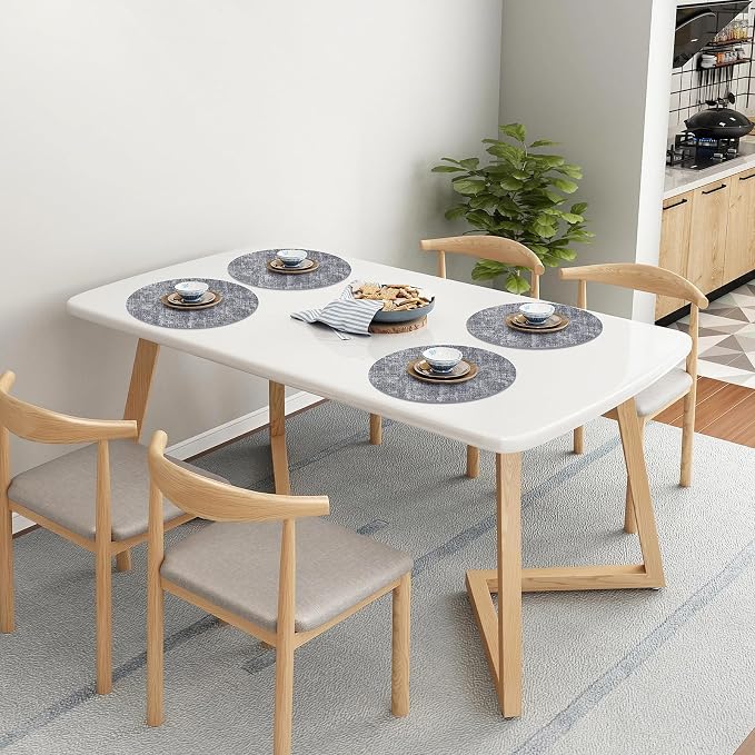 Homaxy Round Faux Leather Placemats and Coasters, Wipeable Place Mats, - Image 8
