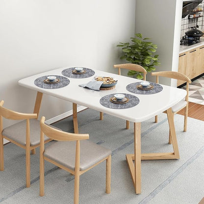 Homaxy Round Faux Leather Placemats and Coasters, Wipeable Place Mats, - Image 8