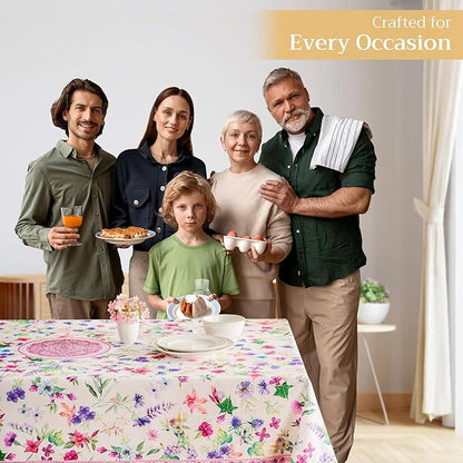 Maison d' Hermine Table Cloth Rectangle Table 100% Cotton 70 x 140 Inches Tablecloth Reusable Decorative for Dining Room Farmhouse Home Valentines Day Decorations Spring Summer - Chardon