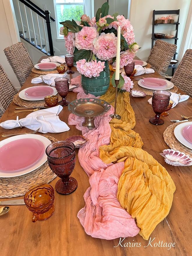 3Pcs Yellow Cheesecloth Table Runner Wedding Baby Shower Home Decor | 35x120 - Image 5