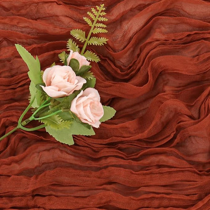 6 Pieces Terracotta 10FT Cheesecloth Table Runner Boho Gauze Fabric Table - Image 5