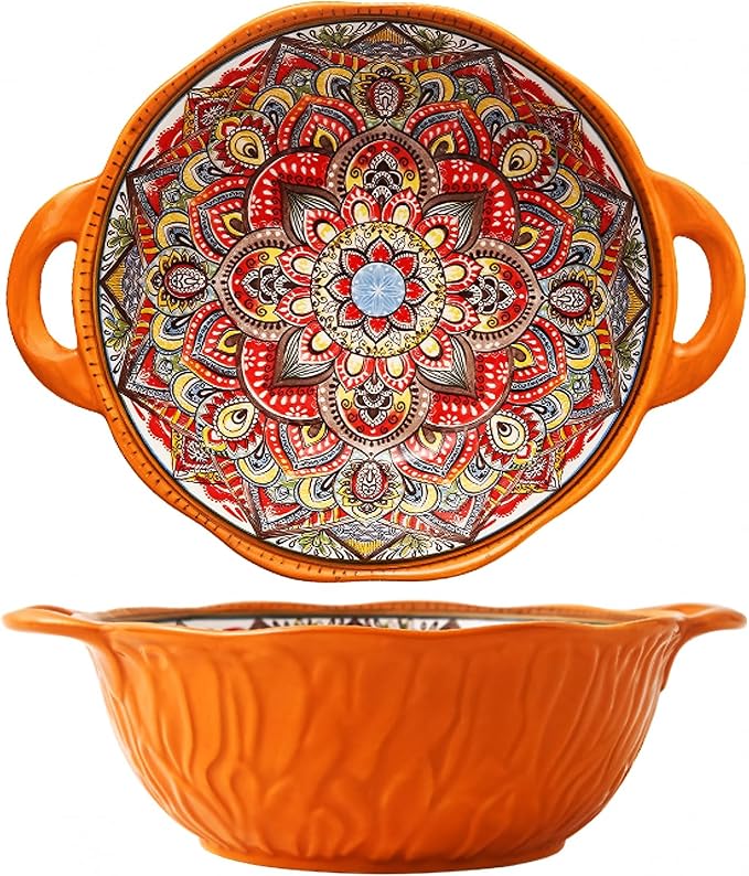 2 Pack Boho Ceramic Serving Bowls by XKXKKE