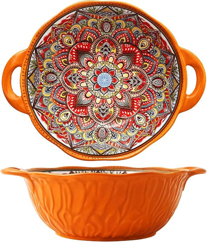 2 Pack Boho Ceramic Serving Bowls by XKXKKE