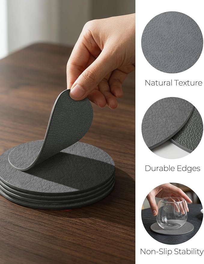 Leetaltree Reversible Leather Coasters Set of 18 - Image 4