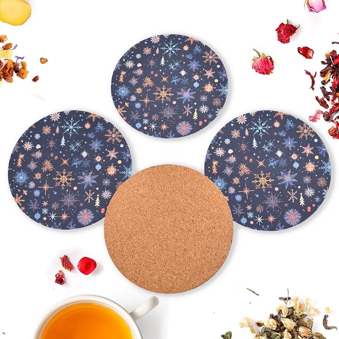 Merry Christmas Multicolored Snowflakes Absorbent Coaster - Image 6