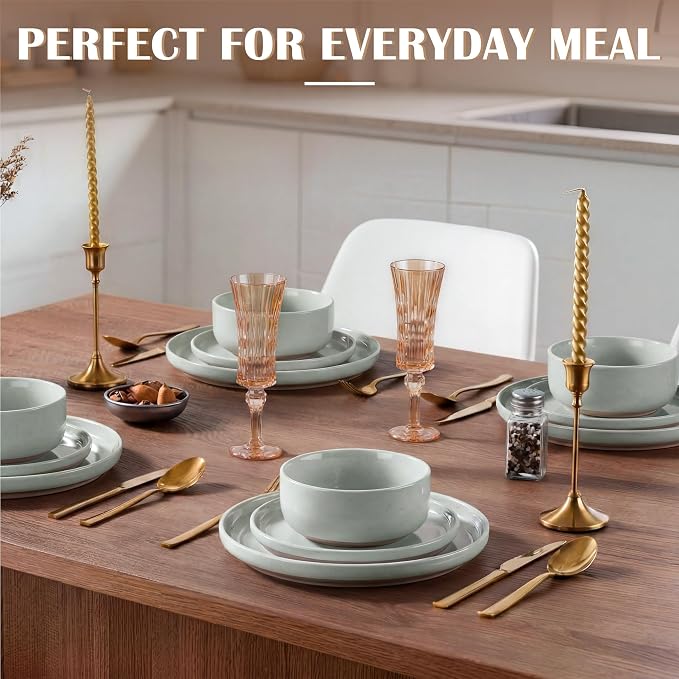 E-far Cereal Bowls Set of 4, 27oz Ceramic Deep Soup Bowls - Image 5