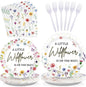 96PCS Wildflower Baby Shower Decorations Little Wildflowers Party Plates by Grencian