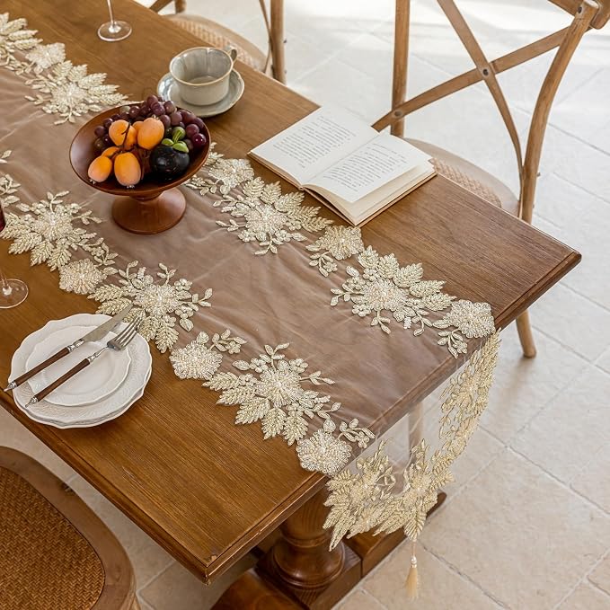 Embroidered Lace Table Runner - Image 7