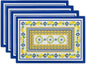 Lemon Summer Table Placemats for Dining 12 x 18 Inch Set of 4，Blue Yellow Boho Heat-Resistant Washable Table Non-Slip Rectangle Place Mat for Seasonal Party Kitchen Dining Table Decor