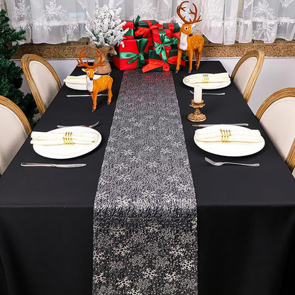 Snowkingdom Christmas Snowflake Silver Table Runner 11 Inch x 49 Feet Sparkly - Image 9