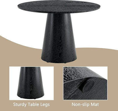 Round Dining Table Set for 4, 45" Modern Faux Marble Kitchen Table and Upholstered Chairs, 5 Piece Small Circle Dinette Set for Dining Room, Kitchen (Black Set)