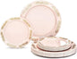" OCCASIONS " 240 Plates Pack,(120 Guests) Vintage Wedding Party Disposable Plastic Plates Set-120x10.25'' Dinner +120x7.5'' Salad/Dessert Plate (Portofino Light Pink/Blush & Gold)