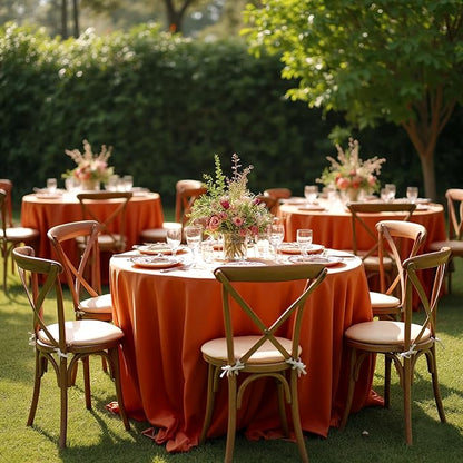 Fitable 6 Pack Rust Round Tablecloths - 108 Inches in Diameter - Stain Resistant and Washable Fall Table Clothes, Polyester Fabric Table Covers for Wedding, Party, Banquet, Formal Events