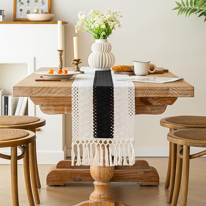 Farmhouse Table Runner for Home Decor 12x108 Black Fall Home Decor | 108Inches - Image 3