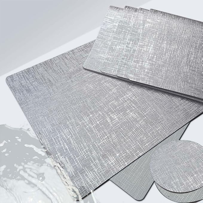 Elegant Placemats and Coasters Set 6, Vinyl Washable Place Mats by Unknown