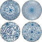 Foraineam Set of 4 Blue and White Porcelain Serving Plates Floral Dinner by Foraineam