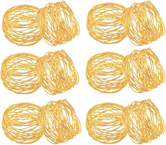ITOS365 Handmade Round Mesh Gold Napkin Rings Holder by ITOS365