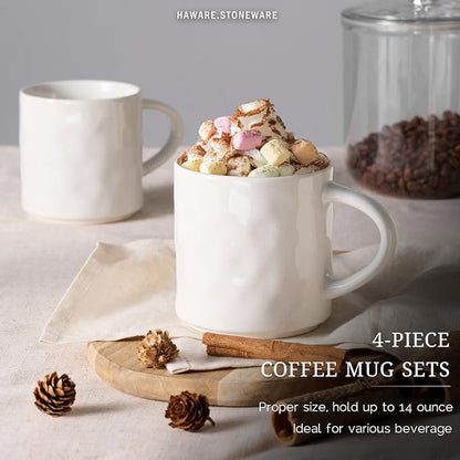 HaWare 14OZ Coffee Mugs Set of 4, Stoneware Coffee Cups - Image 3