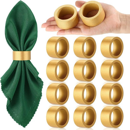 LemonRoad 12 Set Gold Napkin Rings Boho Wedding Wooden Napkin Holders Round by Unknown