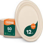 100% Compostable Oval Paper Plates Elegant Disposable Dinner Platter Heavy-Duty by StackMan
