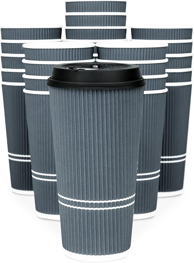 To Go Coffee Cups With Lids - 22 oz Disposable Coffee Cup With Lid. Large Togo by Glowcoast