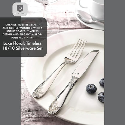 Modern Silverware Set, 18/10 Stainless Steel Flatware, Mirror Finish, Dishwasher Safe, Elegant Cutlery for Home and Dining, Built to Last (40-Piece, Imperial)