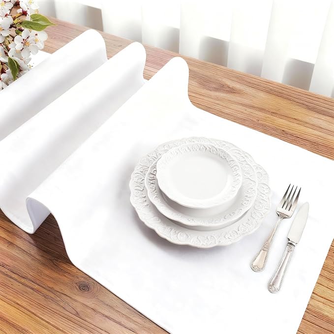 FOLINS&HOME White Waterproof Decorative Table Runner 72 Inches Long | 210GSM - Image 3