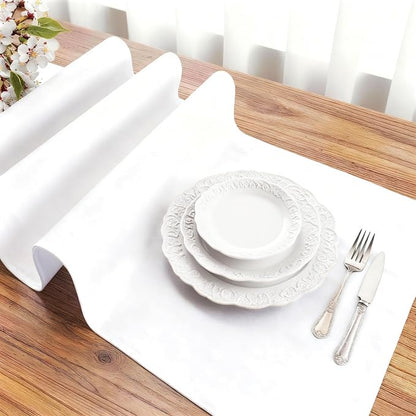FOLINS&HOME White Waterproof Decorative Table Runner 72 Inches Long | 210GSM - Image 3