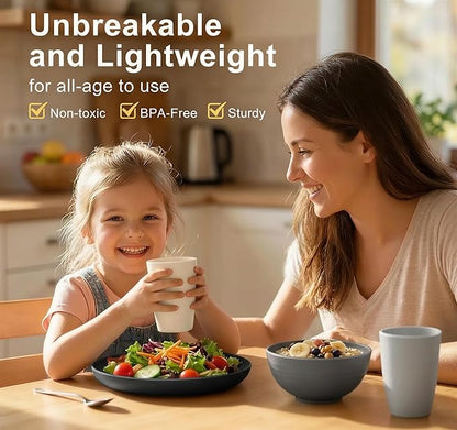 40 Piece Plates and Bowls Sets for 8, Unbreakable Wheat Straw Dinnerware Sets - Image 5