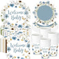 Pickmesh 250 Pcs Blue Floral Baby Shower Party Supplies Decorations Serve 50 by Pickmesh