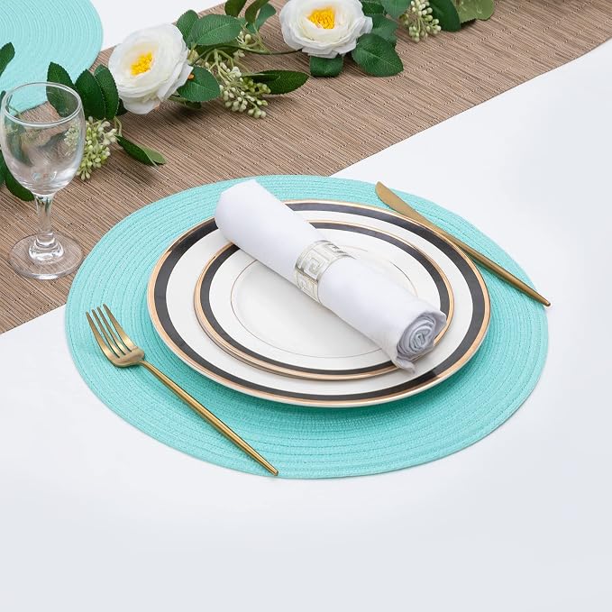 SHACOS Round Placemats Set of 4 Washable 15 inch Round Table Mats Cotton - Image 2