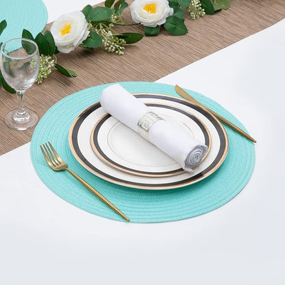 SHACOS Round Placemats Set of 4 Washable 15 inch Round Table Mats Cotton - Image 2