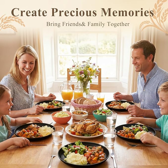 Dinner Plates Set 10 Inch, Unbreakable Wheat Straw Plates 8 PCS, Alternatives - Image 6