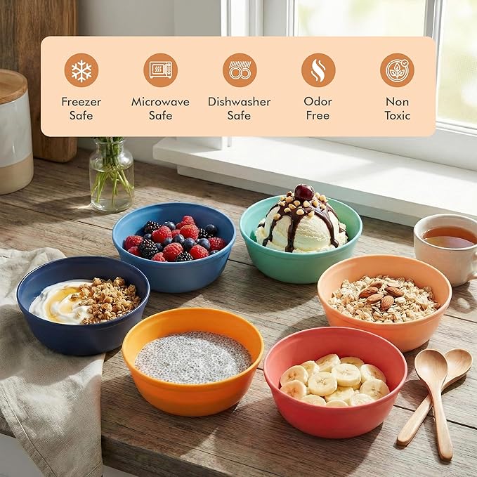 MASTERCOOK Plastic Bowls Set of 6 – 15oz Multipurpose Deep Plates Salad and - Image 4