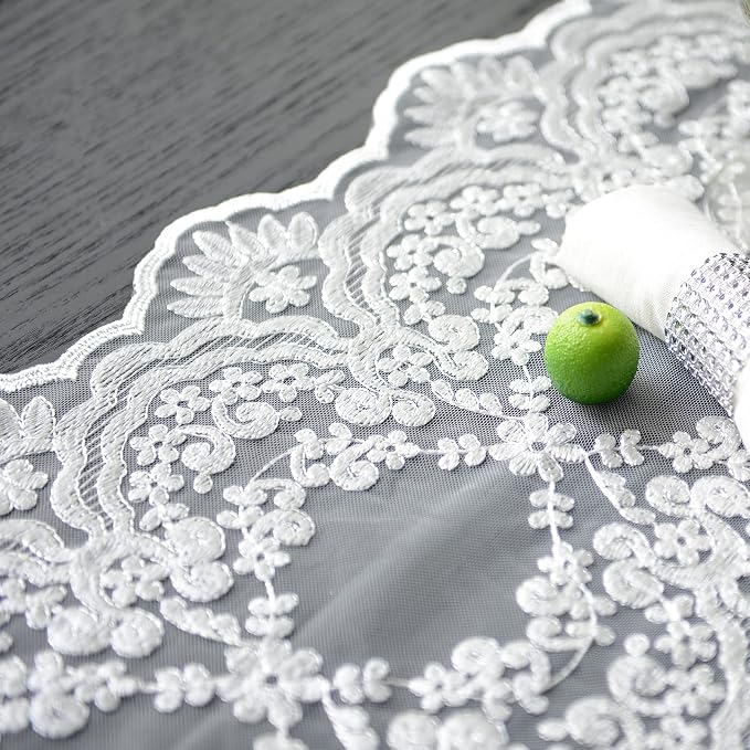 SUTAVIA Lace Patio Table Runner Embroidered Dresser Scarf, Classic Rectangular - Image 5