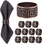 Bronze Napkin Rings Set of 12, Premium Meander Napkin Rings Bulk, Greek Key by MagicRealForBetterLife