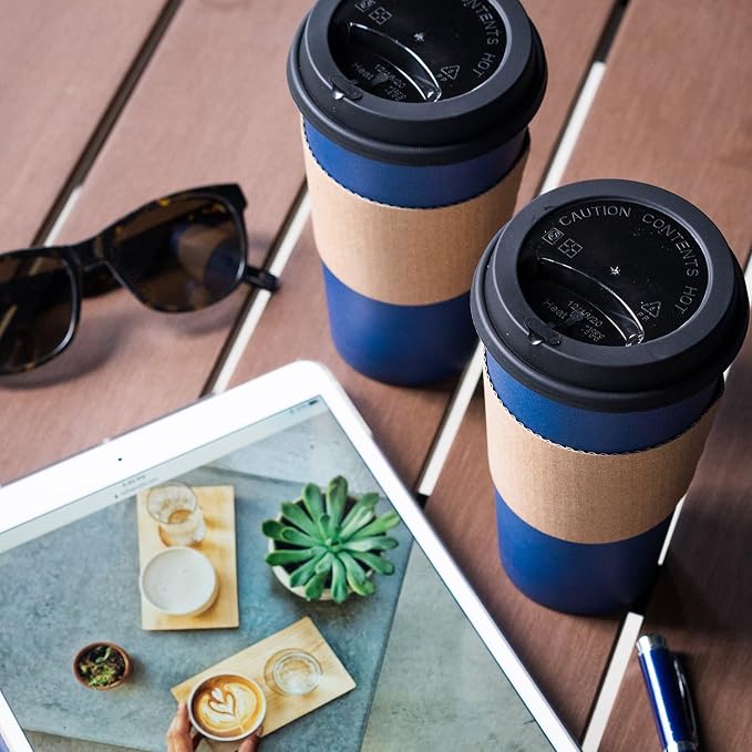 Disposable Coffee Cups With Lids - 20 oz To Go Coffee Cup. Large Travel Cups - Image 5