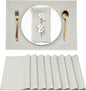 D'Moksha Homes Linen Placemats 14 x 19 Inch - Silver Grey Placemats Set of 8-100% Pure Linen Table Place Mats for Spring, Easter - Handcrafted and Machine Washable