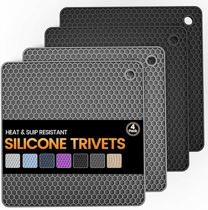 Silicone Trivet Mats 4 Heat Resistant Pot Holders Multipurpose Non-Slip Hot Pads by Unknown