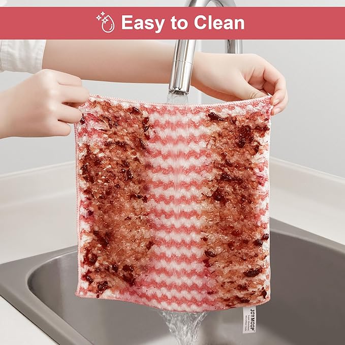 JOYMOOP Microfiber Cleaning Cloth, Mixed Color Towels with Edging, Large Size 6 Pack (11.8" x 15.7"), Absorbent Streak Free Lint Free Rags for Cleaning, Reusable and Washable Towels