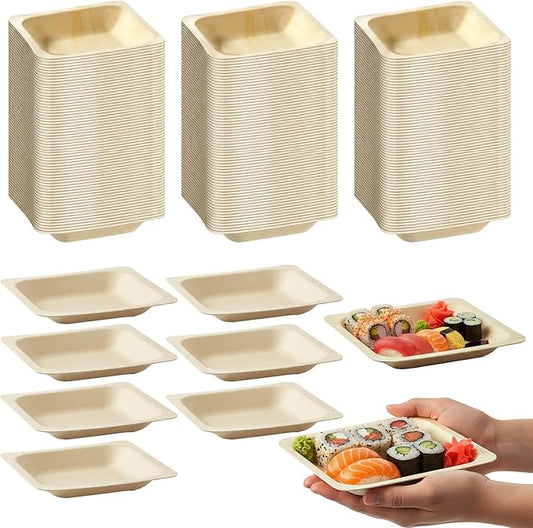 400 Pack Disposable Square Palm Leaf Bowls, Heavy Duty Serving Dishes, Natural Friendly Alternative to Paper or Bamboo Tableware for Parties, Weddings, BBQ & Catering, 4.3inches