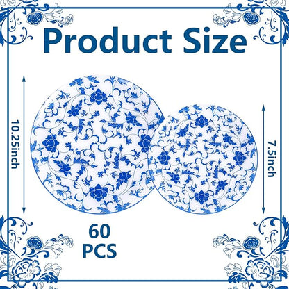 60 PCS Blue Plastic Plates - Image 2