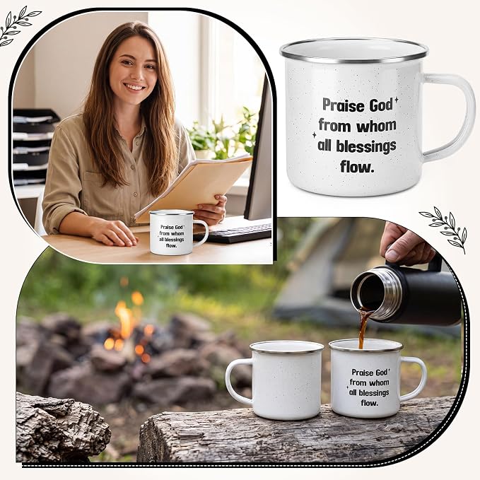 Willinglong Praise God Campfire Mug 12 oz Doxology Enamel Coffee Mug Holiday - Image 7