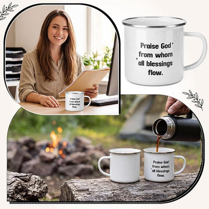 Willinglong Praise God Campfire Mug 12 oz Doxology Enamel Coffee Mug Holiday - Image 7