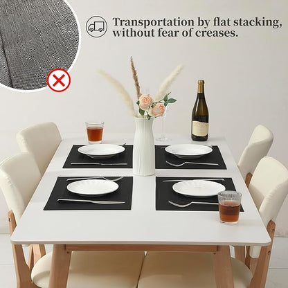 Leetaltree Black Frame Placemats Set of 4 - Heat Resistant Non-Slip Place mats for Dining Table, Washable Durable PVC Vinyl Woven Table Mats（Black Frame, 4）